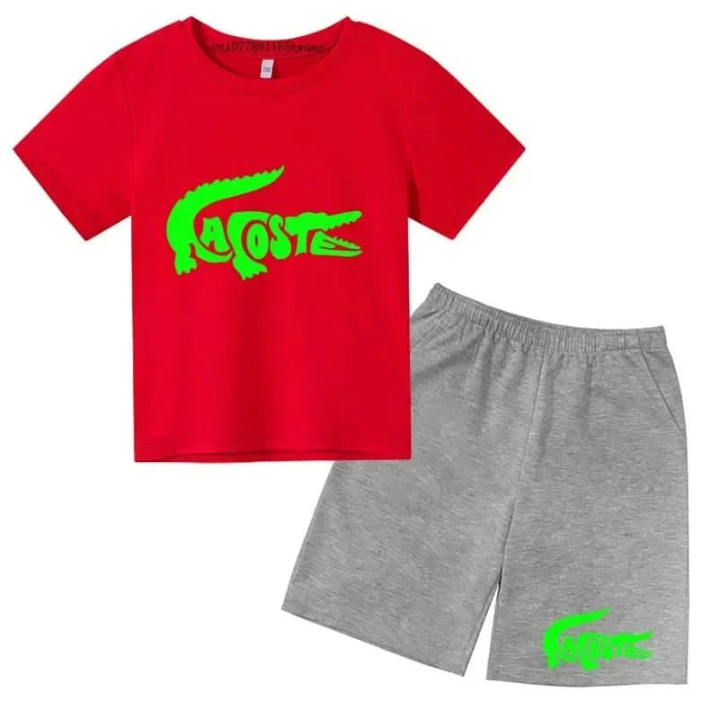 Summer Brand Casual 3-12Y Short Sleeve+Shorts Fashion Children's T-shirt Boys Girls leisure Set - M & M Global