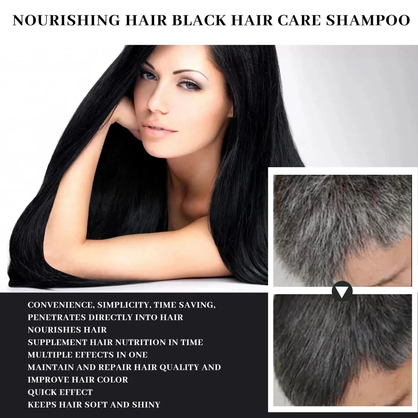 Hair Darkening Shampoo Repair Gray White Natural Color Dye Anti Scalp Itchy Care Dandruff Removal Polygonum Black Hair Shampoo - M & M Global