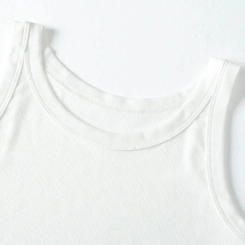 European and American Size Ladies Suspender Vest Sleeveless Top Solid Color Sexy Thread Bottoming Vest for Four Seasons. - M & M Global