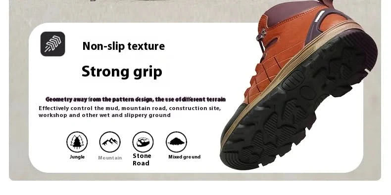 Men’s Steel Toe Work Shoes Widen Metatarsal Protection Puncture-Resistant Slip & Abrasion-Resistant Construction Work Shoes