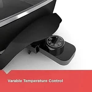 Electric Skillet, Variable Temperature Control, Nonstick Cooking Surface, Dishwasher Safe, Tempered Glass Lid, 12"x15" - M & M Global