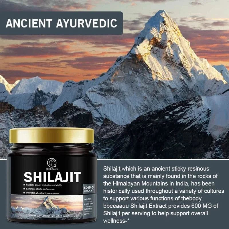 BBEEAAUU 60g 100% Himalaya Pure Shilajit Resin Original Mineral Health Supplement Non-GMO Brain Memory Cognitive Energy Health - M & M Global