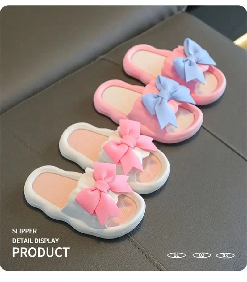 Summer New Kids Home Shoes Anti Slip Soft Sole Girls Bath Slipper Cartoon Cute Flower Bow Princess Slippers Children Beach Shoes - M & M Global