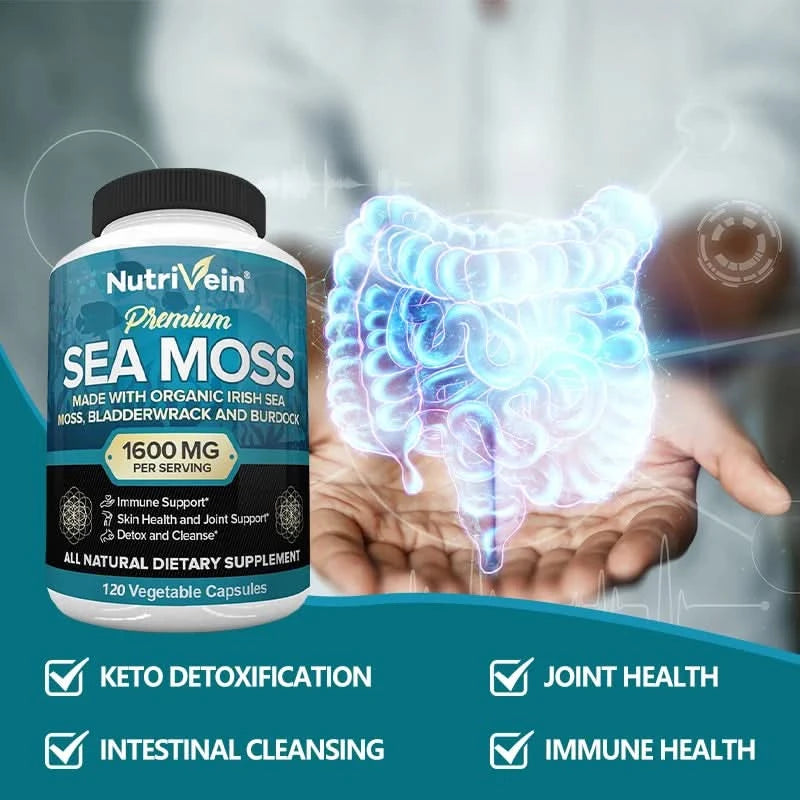 Vegetarian Organic Sea Moss Supports Immune System, Joint Health Intestinal Cleansing Detoxification & Cleansing Skin Supplement - M & M Global