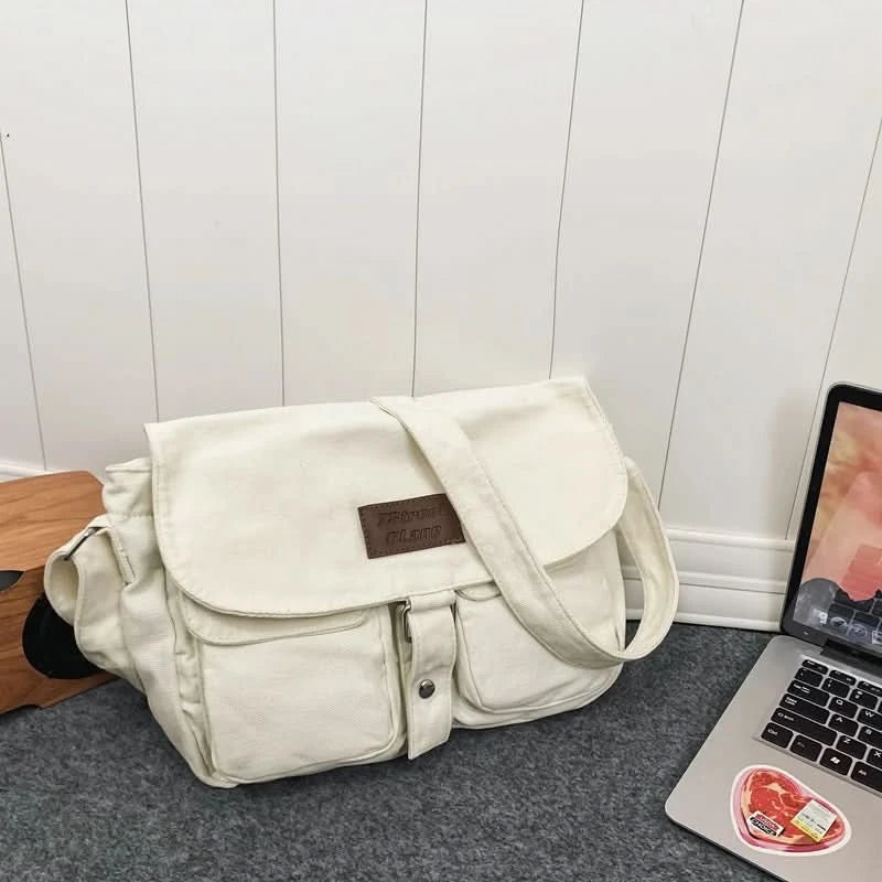 High Quality Canvas Handbag Shoulder Bags Large Capacity Crossbody Bags For Women Simple Casual Messenger Bag Student School Bag - M & M Global