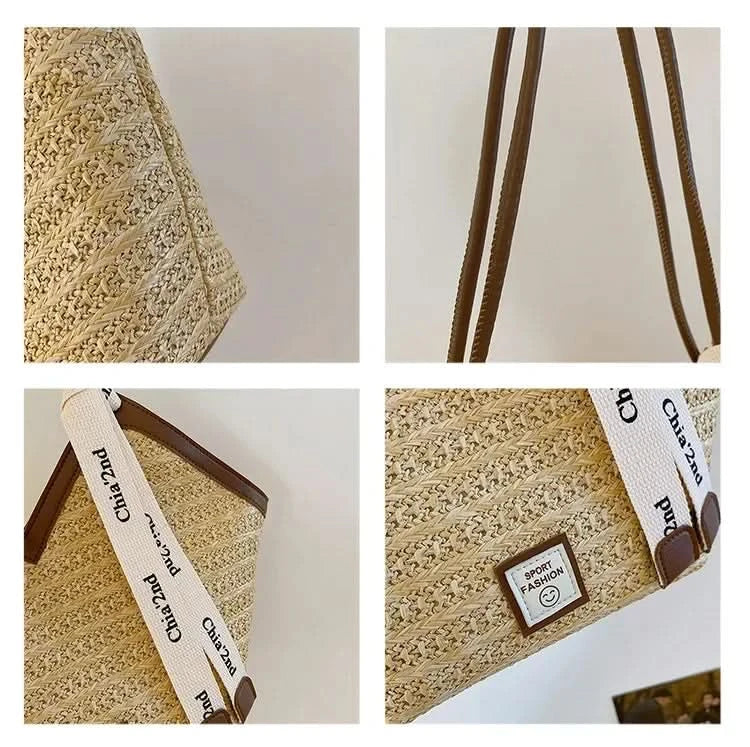 Straw Beach Bag Vintage Handmade Woven Shoulder Bag Raffia circle Rattan bags Bohemian Summer Vacation Casual Bags - M & M Global