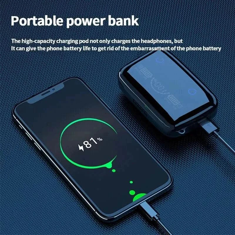 #M19 Bluetooth Headset Wireless Tws Gaming Support Noise-cancelling Touch In-ear Mini Emergency Power Bank Headset - M & M Global