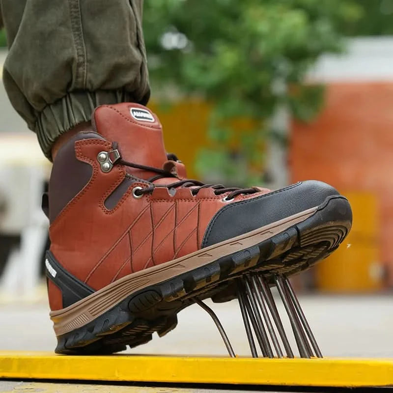 Men’s Steel Toe Work Shoes Widen Metatarsal Protection Puncture-Resistant Slip & Abrasion-Resistant Construction Work Shoes