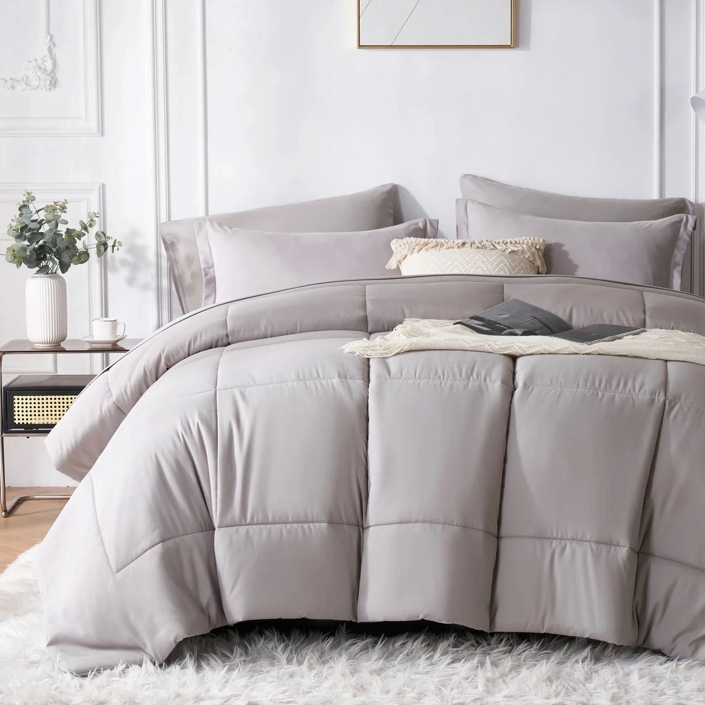 Gray comforter set on a bed in a bedroom setting with decor elements.
Grid Bedding Set
Microfiber Comforter Set
Polyester Bed Set
All-Season Bedding
Checkered Comforter
Soft Breathable Bedding
Modern Bedding Design
Machine Washable Quilt
Bed-in-a-Bag Set
Durable Quilted Comforter
7-Piece Bedding Set
Twin Full Queen King Bedding
Minimalist Bedding Set
Lightweight Quilt Set
Vacuum Packed Bedding
Stylish Bedroom Decor
Gift Bedding for Teens
Bedding Set for Men and Women
Tatting Weave Bedding