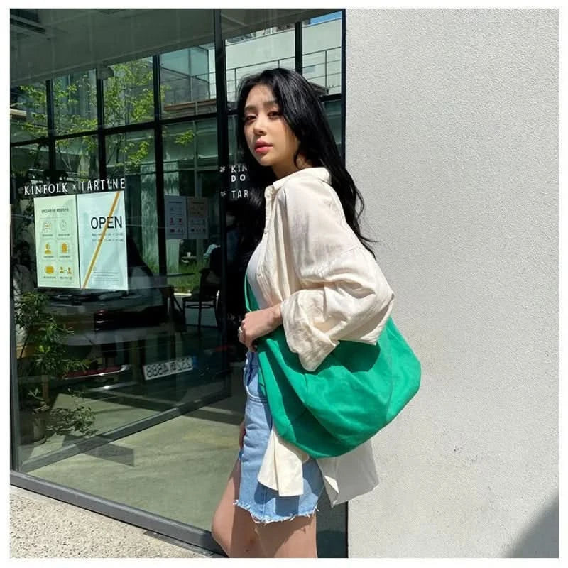 Women Shoulder Bag Large Canvas Crossbody Bags For Women Fashion Korean Female Student School Bag Chic Messenger Bag Handbags - M & M Global