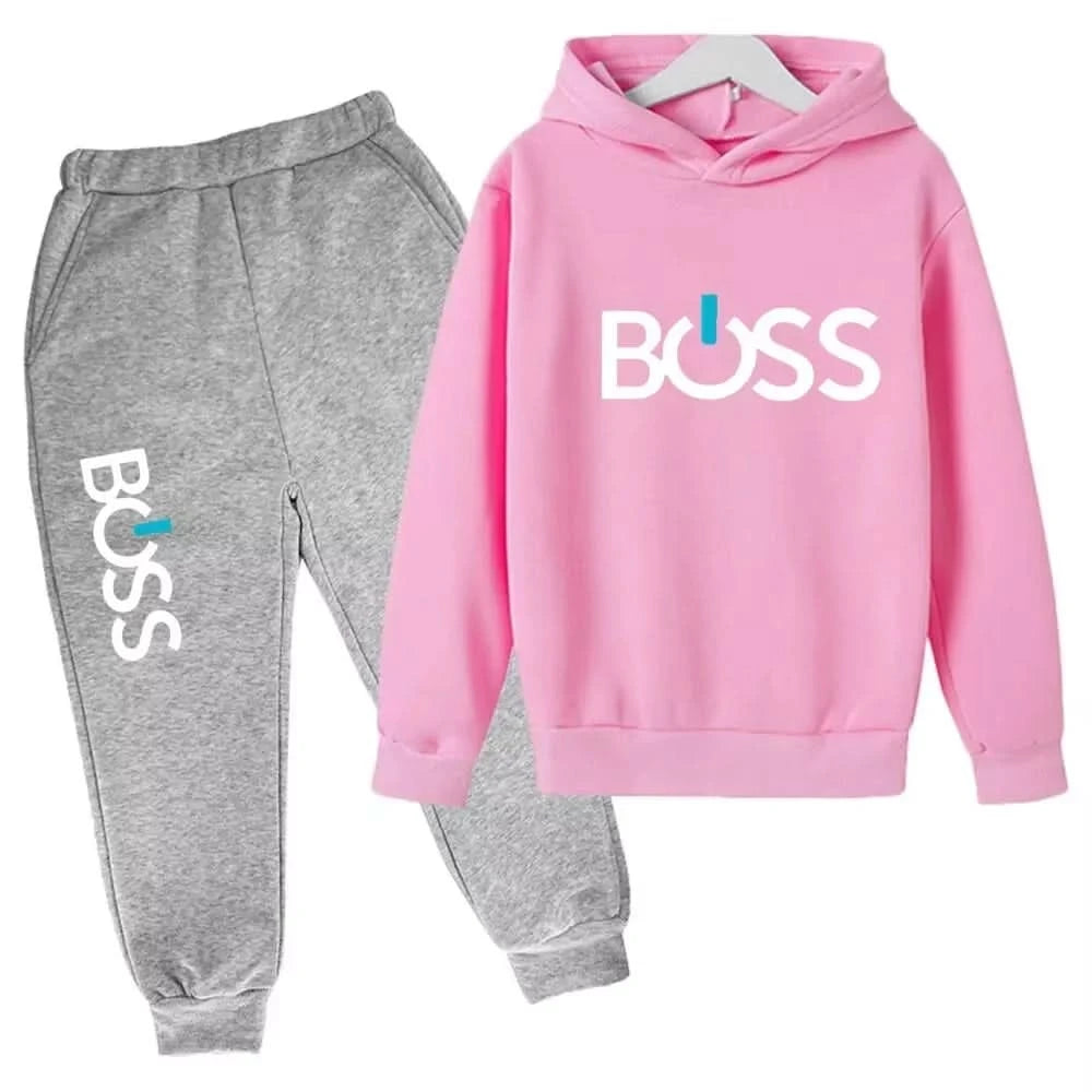 Streetwear New Spring And Autumn Children Hoodie Set Boys Girls Casual Long Sleeve Hoodie Tops+Pants Sportswear 2-14 Years Old - M & M Global