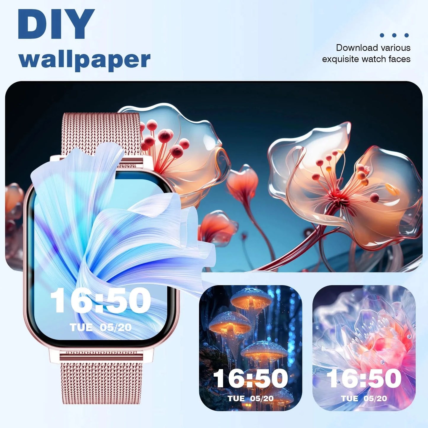 Smart watch, call reminder/rejection, message reminder view, 1.83 inch HD screen, for Android/iPhone