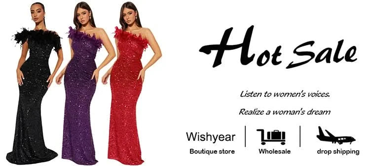 New Luxury Sequined Feather One Shoulder Sleeveless Slanted Collar Backless Purple Long Dress Women Birthday Party Event Gowns - M & M Global
