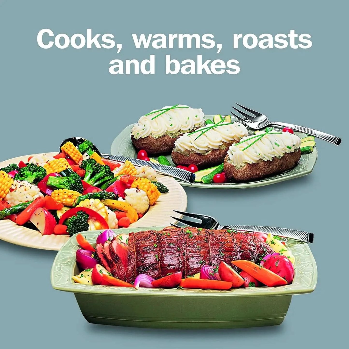 18 Quart Roaster Oven, Food Warmer, Stainless Steel (32921) - M & M Global