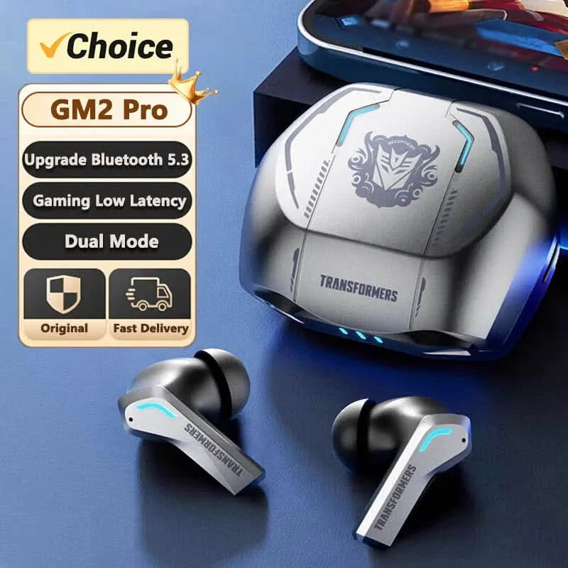 Ship From US Transformers TF-T06 Bluetooth Earphones Gaming Headset Low Latency with Mic Headphones HD Call Wireless Earbuds