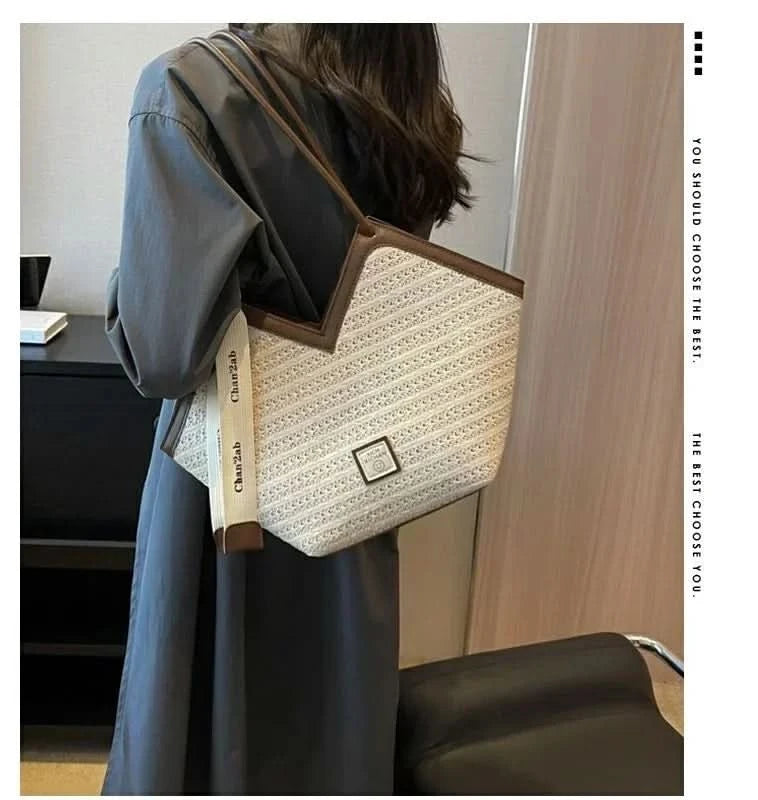 Straw Beach Bag Vintage Handmade Woven Shoulder Bag Raffia circle Rattan bags Bohemian Summer Vacation Casual Bags - M & M Global