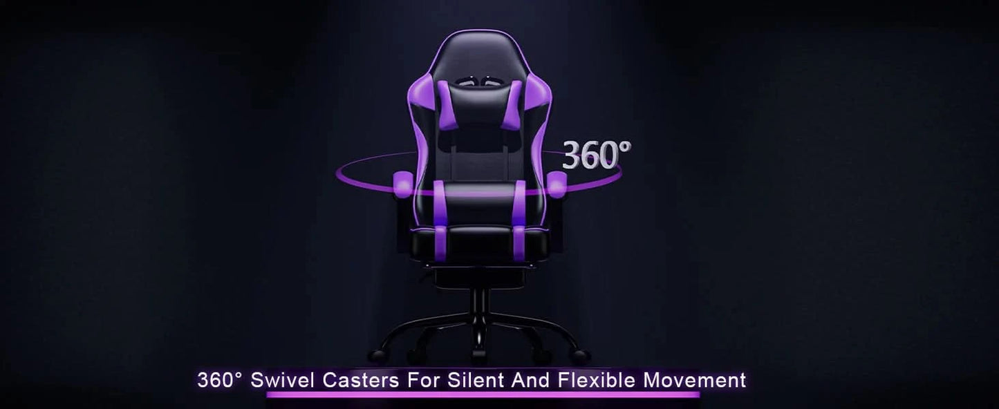 Ergonomic Gaming Chair Recliner, PU Leather Racing Game Chairs for Adults, Executive Office Chair Gamer Chair with Massager