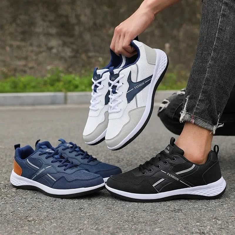 Men's Pu Leather Shoes 2025 New Lightweight Non-slip Sneakers Breathable Male Outdoor Running Shoes Lace Up Soft Sport Shoes - M & M Global