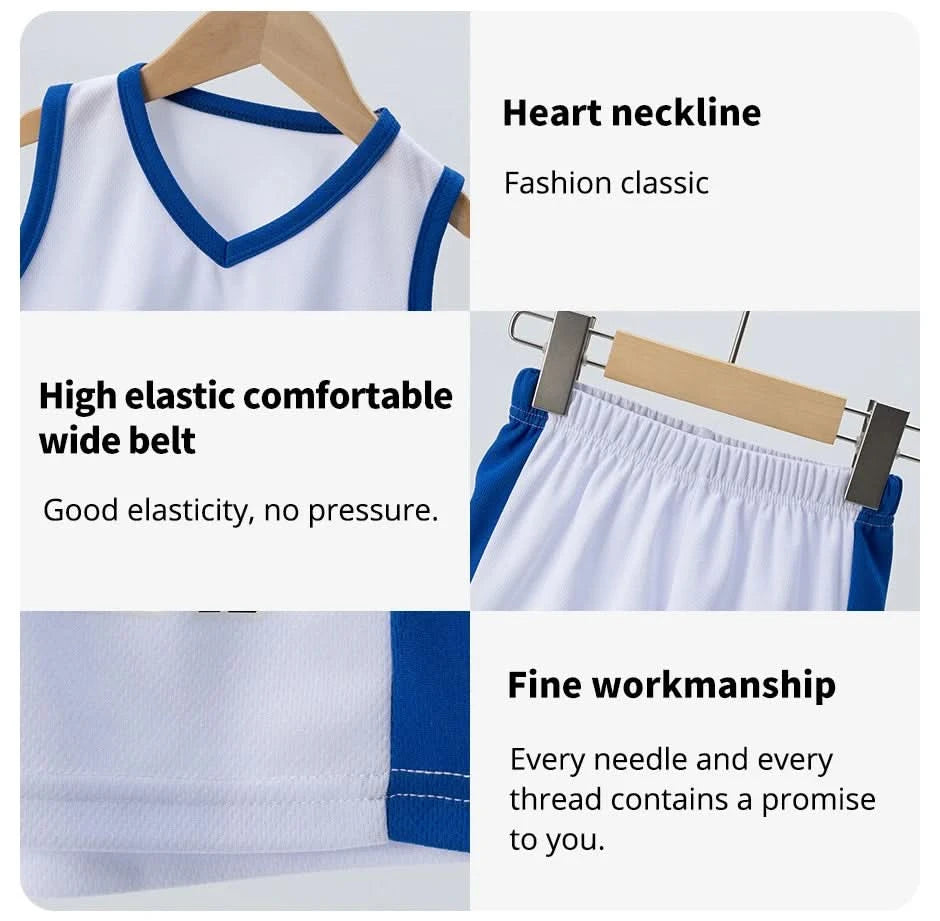 Summer CHILDREN'S Basketball Suit Boys and Girls Sports Vest Shorts Suit 23rd Handsome Boys and Students Vest Suit 2-piece. - M & M Global