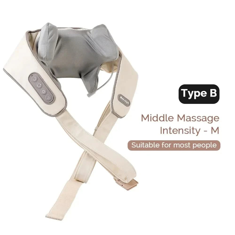 Wireless Neck Shoulder Massager 6D Heated Kneading Shiatsu Massage Shawl Cervical Back Massager for Electric Neck And Back - M & M Global