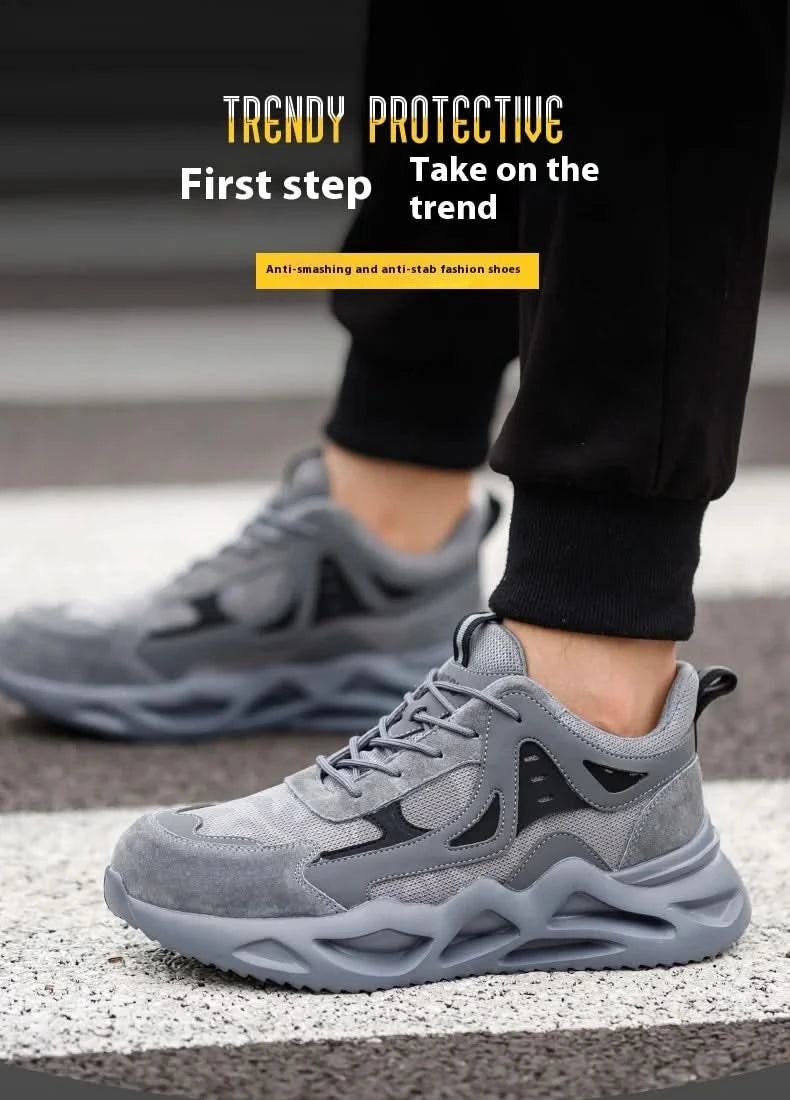 Men's Comfortable Soft-Soled Smash and Puncture Resistant Work Shoes