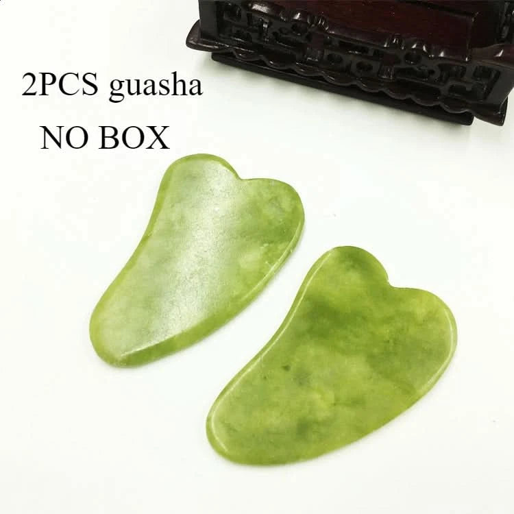 Jade Massagers For Face Body Gua Sha Scraper Beauty Facial Roller Set Natural Gouache Stone Massage Slimming Skin Care Lift box - M & M Global