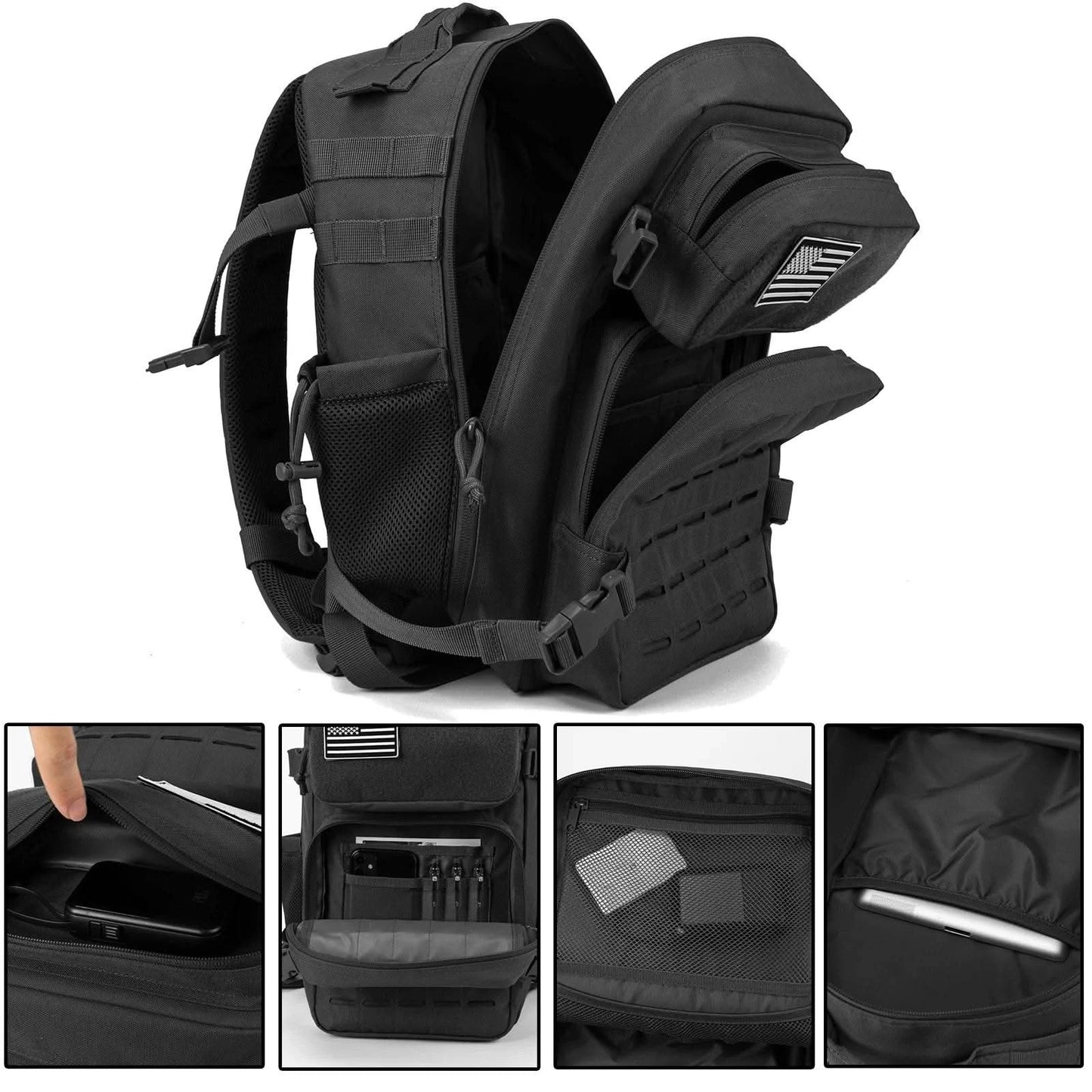 25L Tactical Backpack Outdoor Bag Fitness Backpack MOLLE Backpack Women's/Men's Hiking Survival Backpack Men's Dual Cup Holder - M & M Global