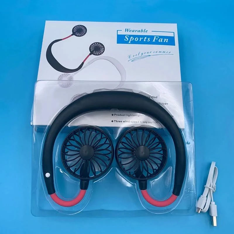 Hot sale Summer Cooling Fan Mini Neck Hanging Fan Hands Free Mini USB Neckband Fan for Sports Home Office Travel - M & M Global