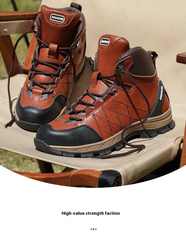 Men’s Steel Toe Work Shoes Widen Metatarsal Protection Puncture-Resistant Slip & Abrasion-Resistant Construction Work Shoes