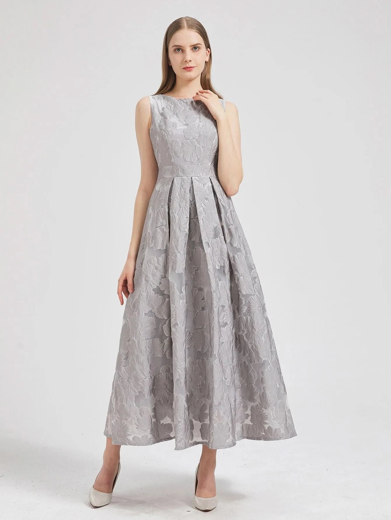 Women 2024 New Fashion Organza Flower Embroidery Elegant Long Dress Summer Sleeveless Dresses Lady Holiday Evening Prom Vestido - M & M Global
