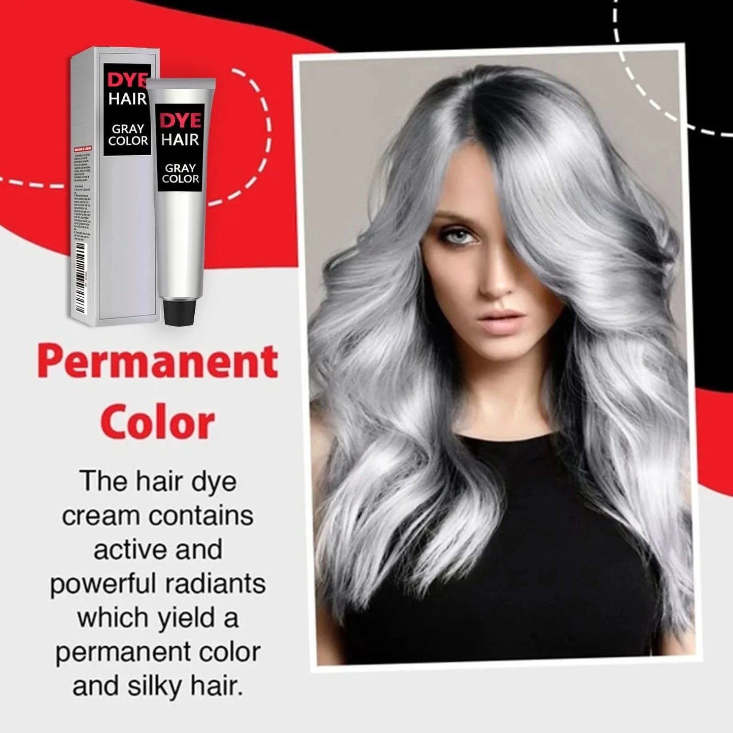 Permanent Hair Dye Gray Colors Punk Style Salon Light Grey Silver Long Lasting Unisex Styling Root Coverage Hair Dye Cream 100ml - M & M Global