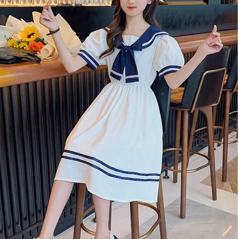 Girls School Dress Summer Dresses for Kids Costume Preppy Style School Teenagers Children Clothes Vestidos Dresses - M & M Global