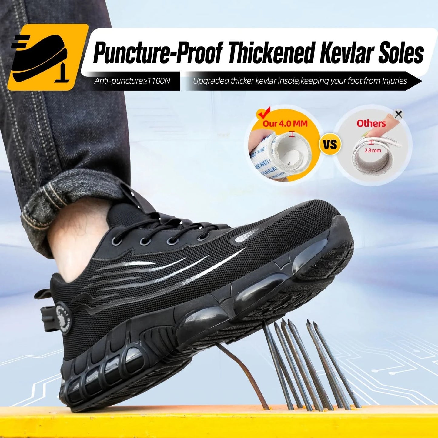 Lace-up breathable soft sole comfortable anti-smash anti-puncture men's casual labour insurance shoes
