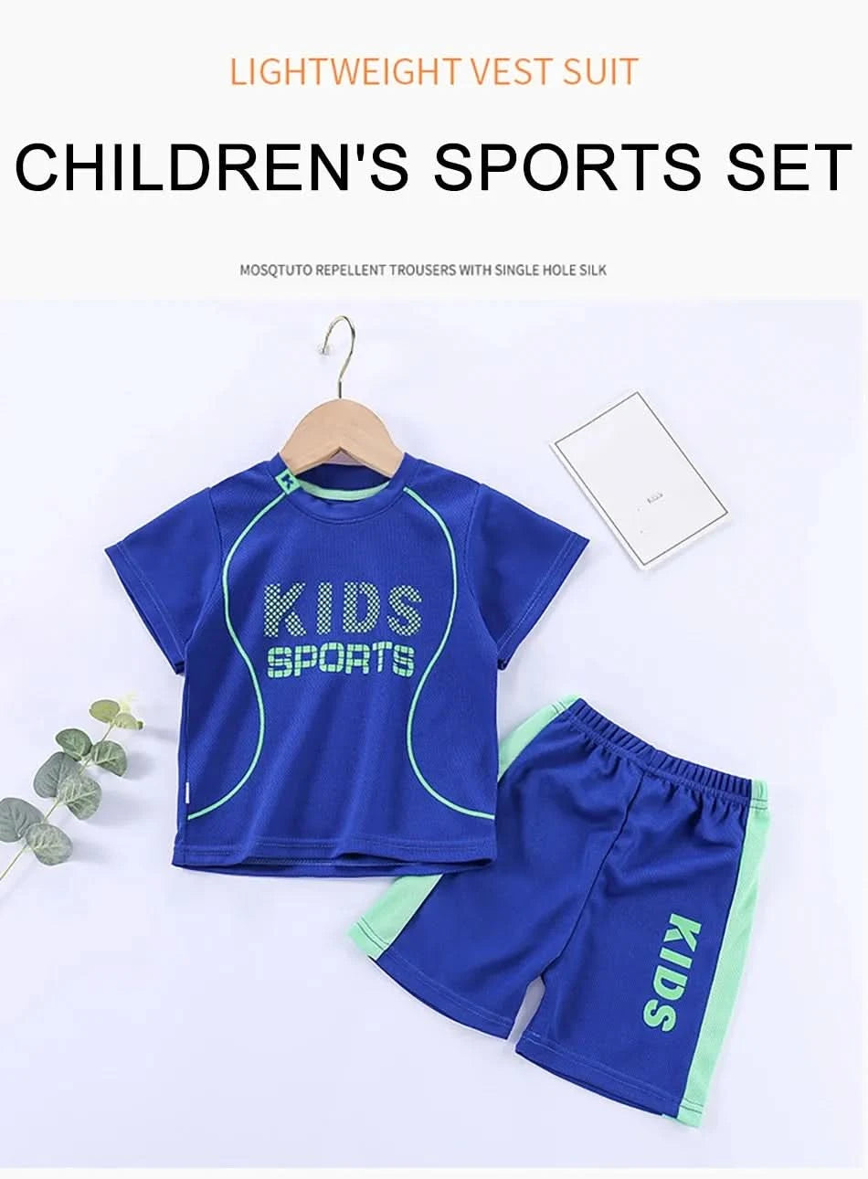 Children Summer Short Sleeve Football Basketball Suit Clothing Set Boy Girl Jersey Quick Drying Breathable Kids Sports Wear - M & M Global