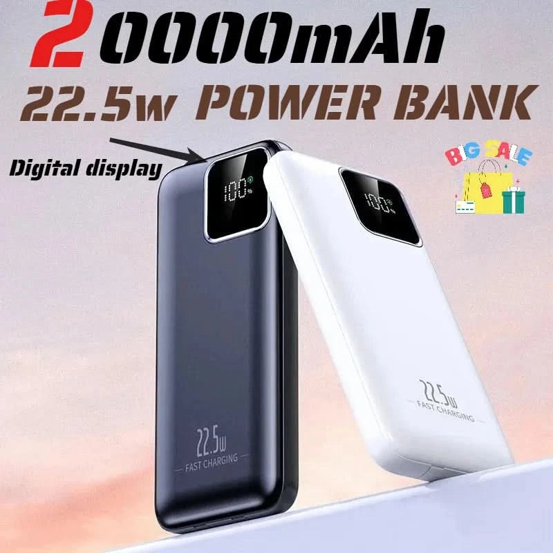 New Power Bank 20000mAh Portable External Battery 22.5W Fast Charging Portable Charger for IPhone Xiaomi Redmi Poco Powerbank - M & M Global