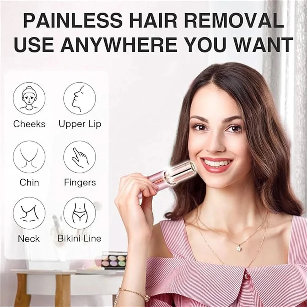 Facial Hair Removal for Women, Mini Hair Remover, Electric Razor Shaver Portable Bikini Epilator for Lips, Chin, Armpit, Peach - M & M Global