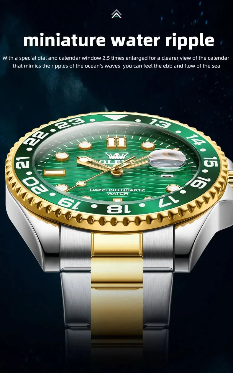 OLEVS Original Brand High Fashion Men's watch WaterproofCalendar Quartz Watch for Male Luminous Stainless Steel Authentic Watch - M & M Global