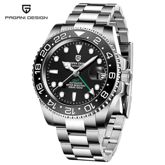 PAGANI DESIGN PD-1662 Luxury GMT Men Mechanical Wristwatch Sapphire Glass Stainless Steel 100M Waterproof Automatic Watches - M & M Global