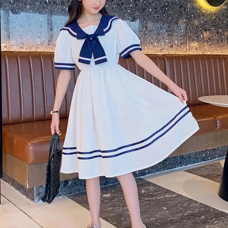 Girls School Dress Summer Dresses for Kids Costume Preppy Style School Teenagers Children Clothes Vestidos Dresses - M & M Global