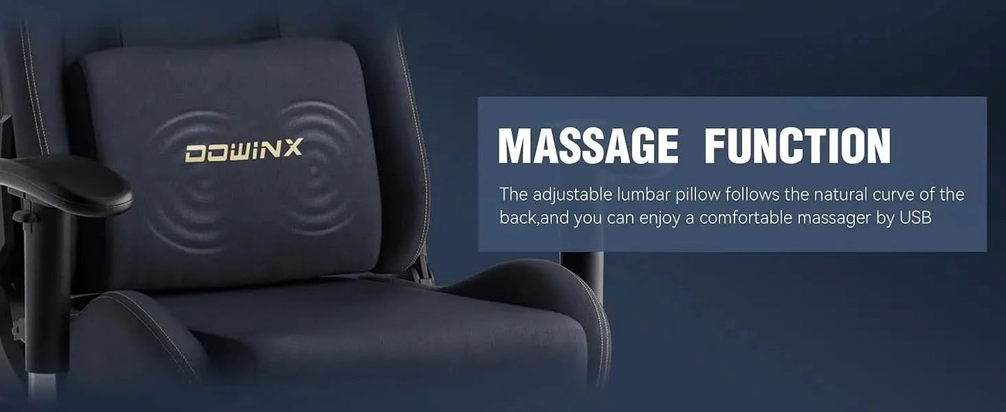Dowinx Gaming Chair with Massage Lumbar Support, Suede Fabric Ergonomic Computer Chair with Footrest for Adults