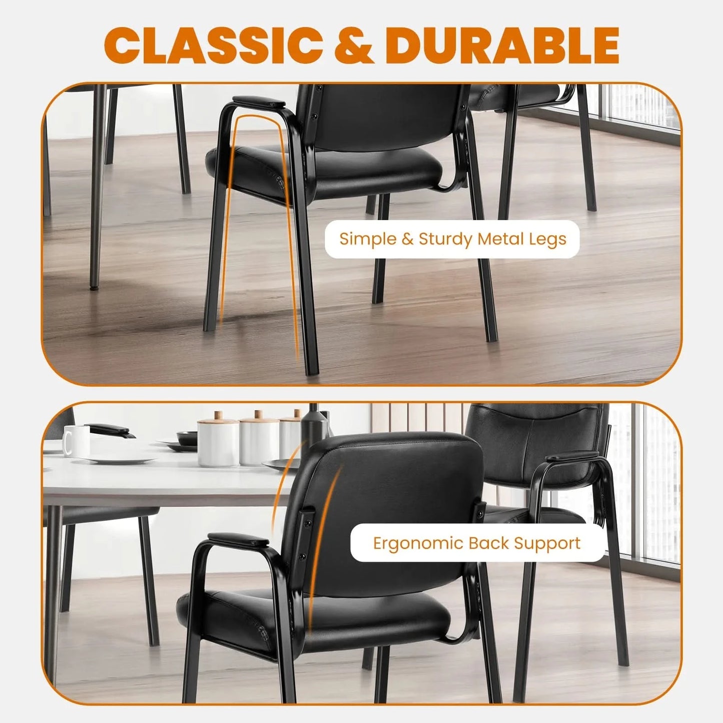JHK Pu Leather Office Waiting Room Guest Chair Metal Frame Sponge Cushion Conference Room Lobby Table Chairs For Furniture