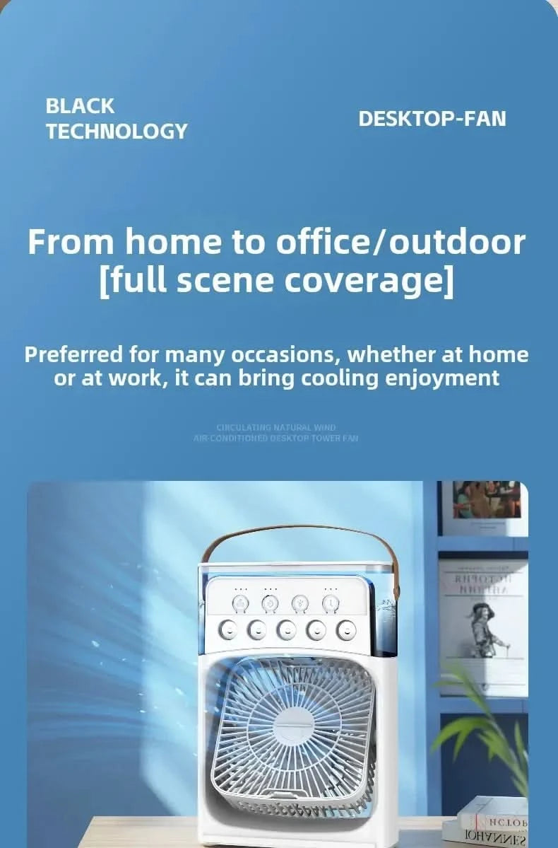 Portable 3 in 1 Mini AC Air Cooler Fan Humidifier with LED Light for Home Office Bedroom Camping Cooling - M & M Global
