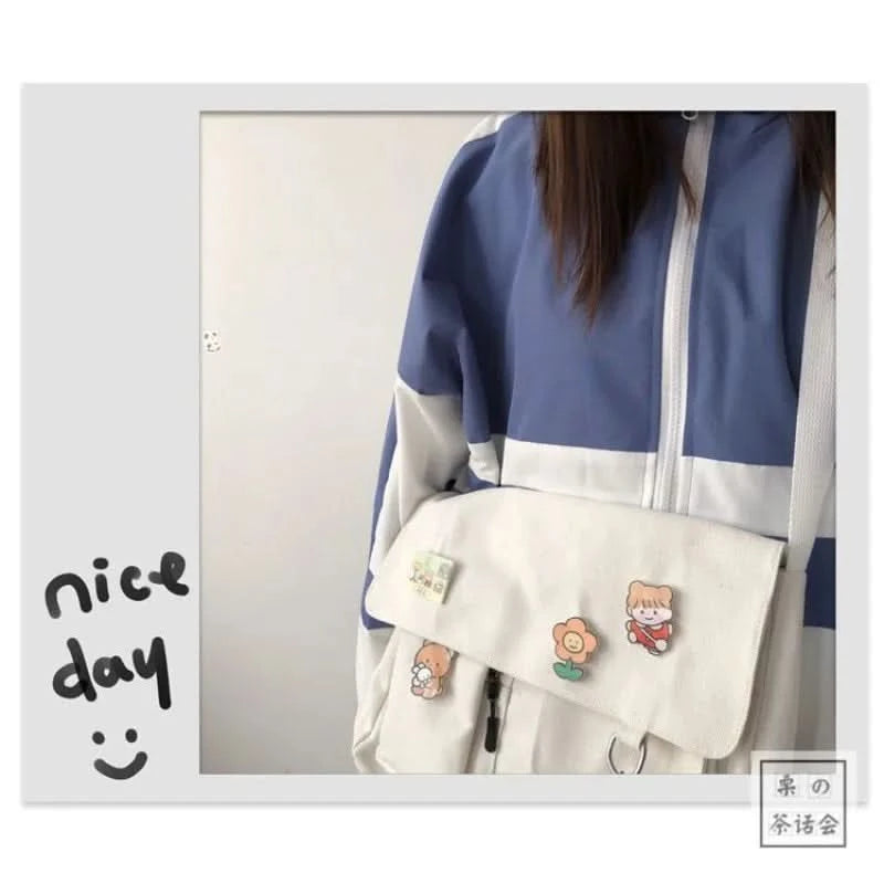 Japanese Harajuku Cute Retro Girl Messenger Shoulder Bag Canvas Student School Female - M & M Global