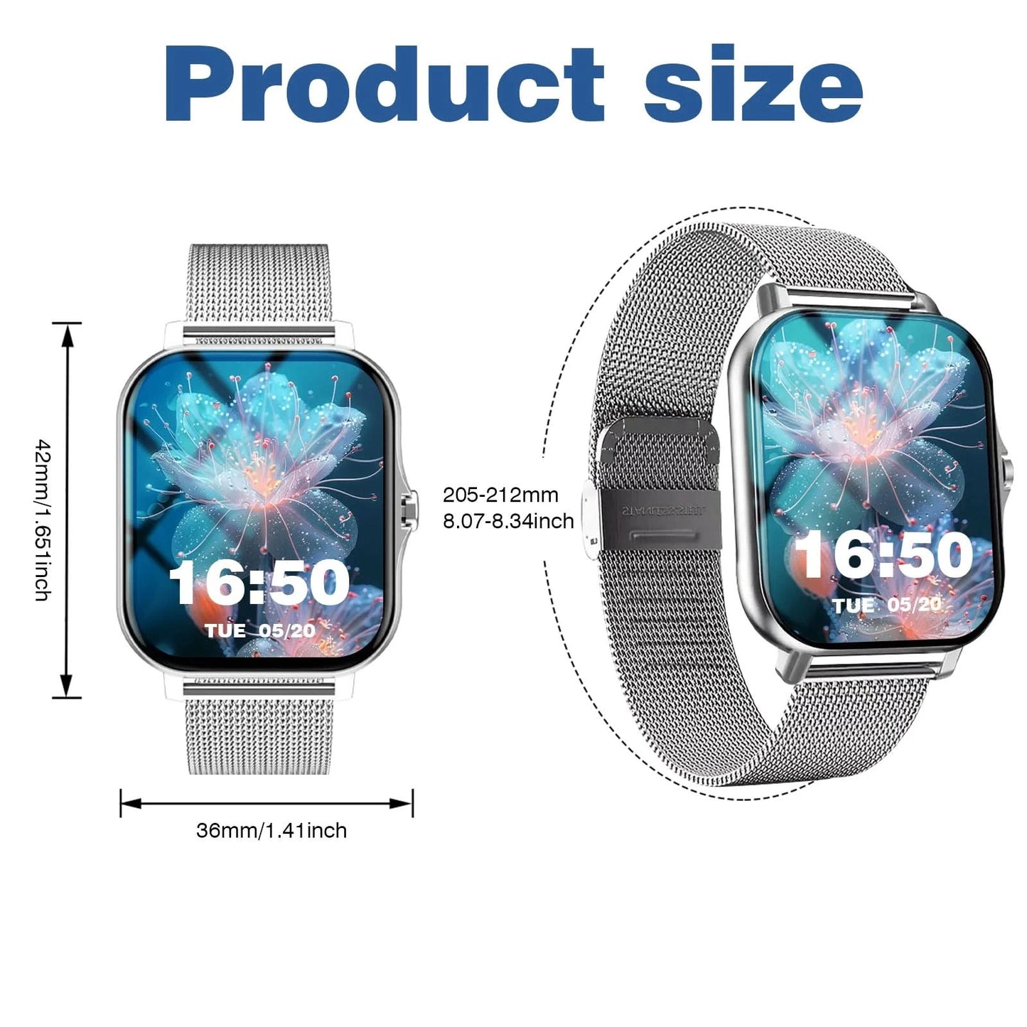 Smart watch, call reminder/rejection, message reminder view, 1.83 inch HD screen, for Android/iPhone