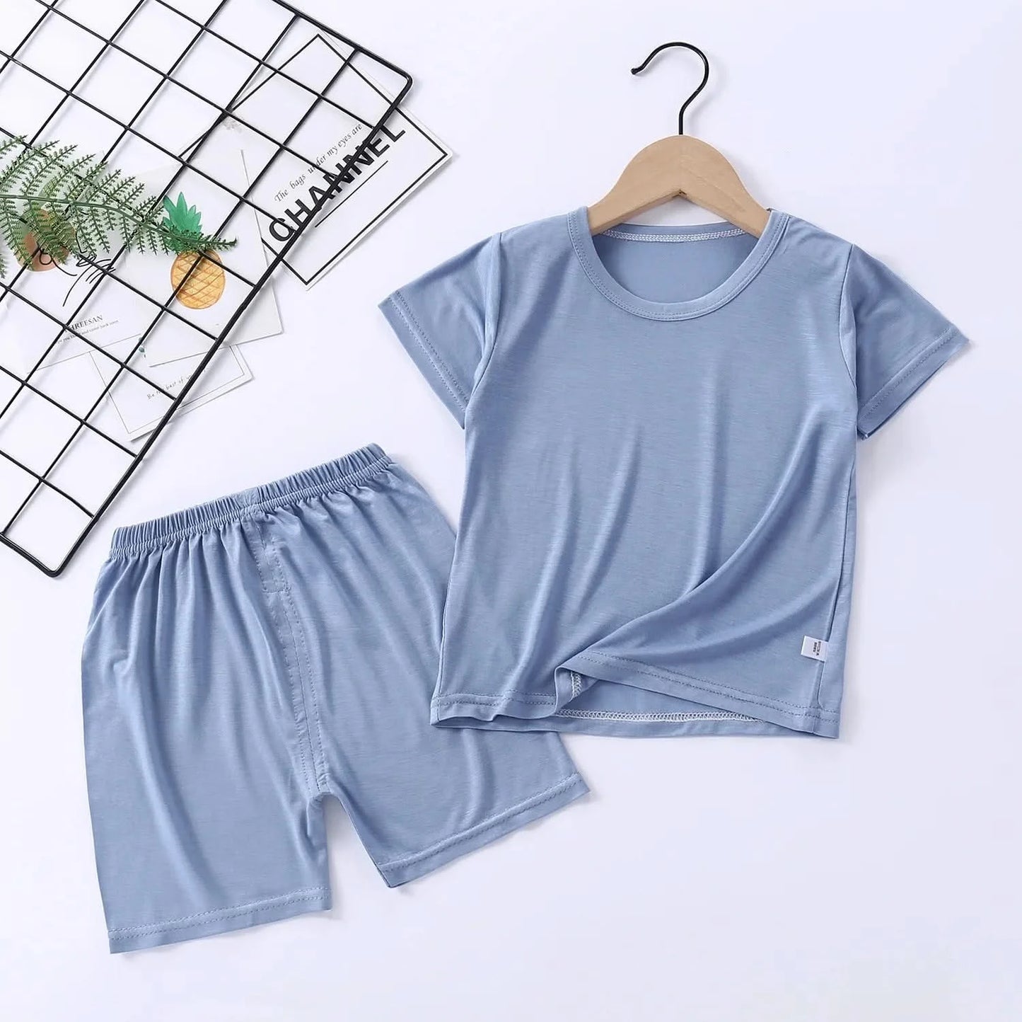 Children's Pajamas Modal Short-sleeved Suit Summer Pajamas Children's Clothing High Waist Belly Protection Home Clothes - M & M Global