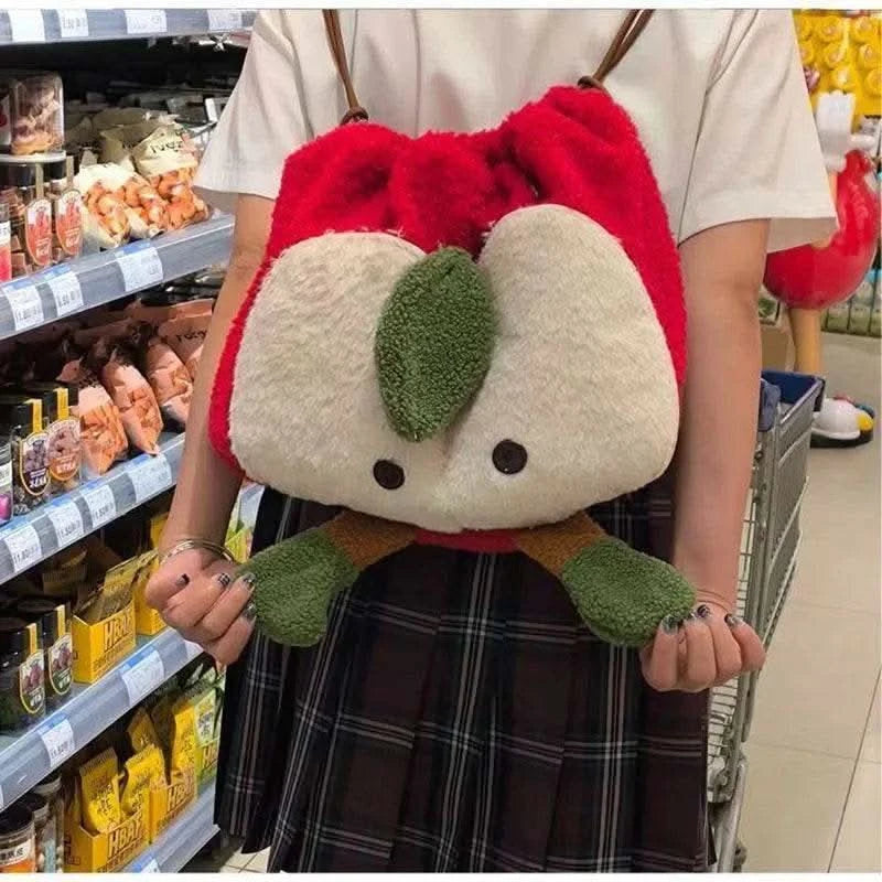Anime Love and Deepspace Caleb Cosplay Fluffy Apple Drawstring Backpack Cartoon Shoulders Bag Large Capacity Knapsack Xmas Gift - M & M Global