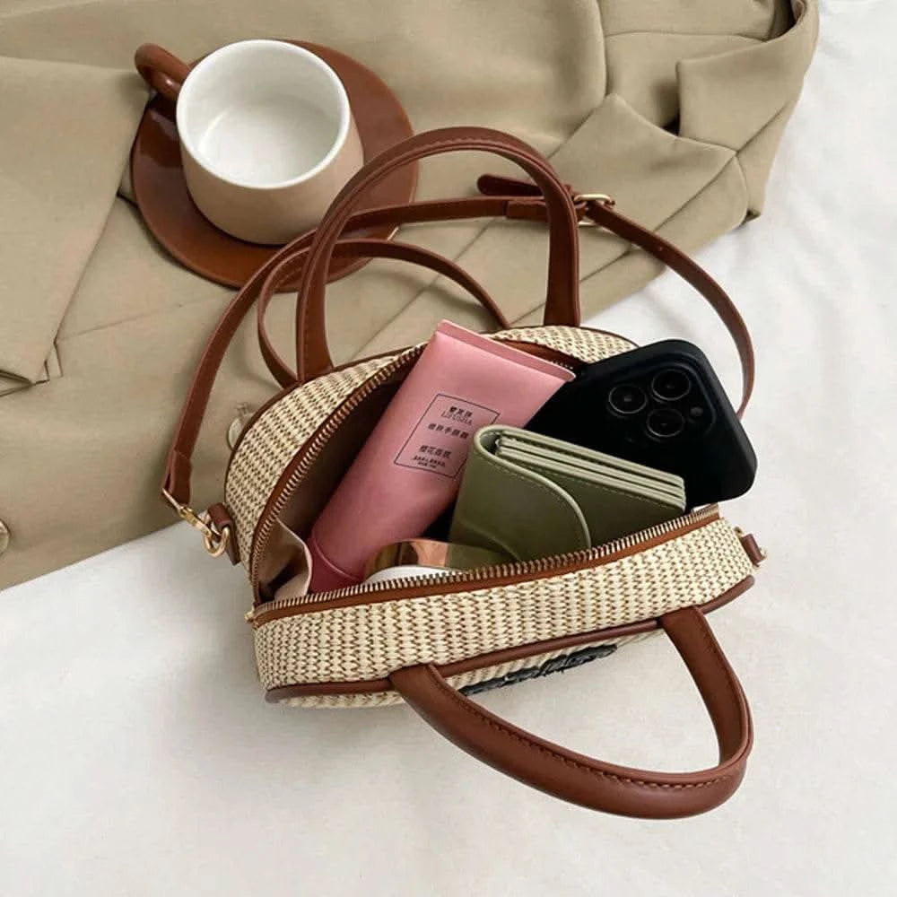 2025 new trendy and fashionable crossbody bag with niche design, woven shoulder bag for women, popular bowling bag this year - M & M Global