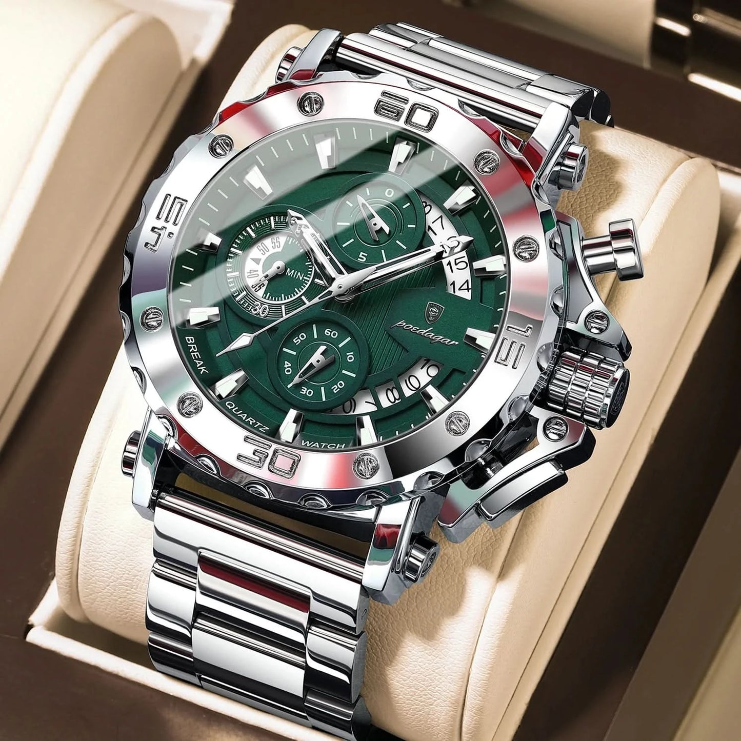 POEDAGAR Luxury Watch For Men Calendar Luminous Waterproof Man Clock Male Chronograph Stainless Steel Men's Quartz Watches Reloj - M & M Global