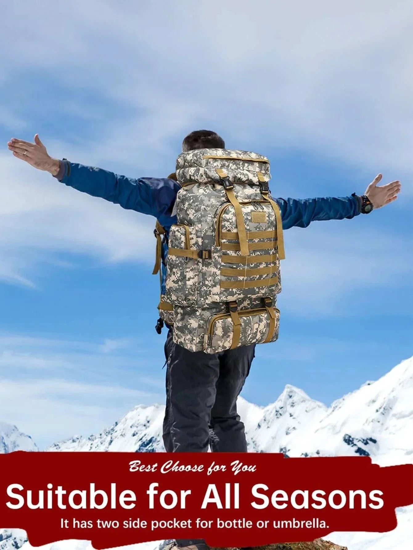 80L/100L Mountaineering Bag Climb Bag Tactical Backpacks Large Backpack Outdoors Hiking Camping Travel Bags - M & M Global