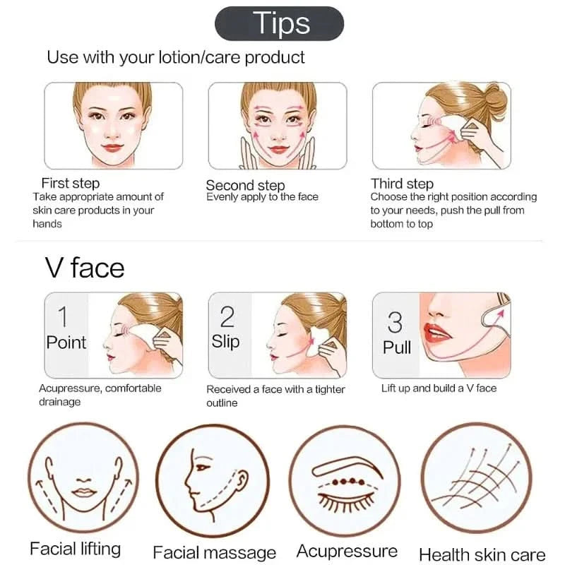 Jade Massagers For Face Body Gua Sha Scraper Beauty Facial Roller Set Natural Gouache Stone Massage Slimming Skin Care Lift box - M & M Global